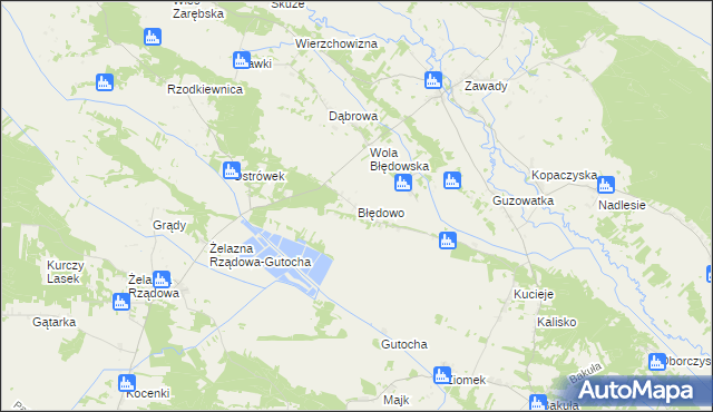 mapa Błędowo gmina Baranowo, Błędowo gmina Baranowo na mapie Targeo