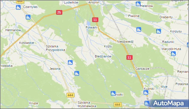 mapa Bledzianów, Bledzianów na mapie Targeo