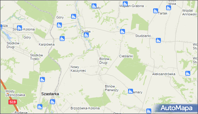 mapa Blinów Drugi, Blinów Drugi na mapie Targeo