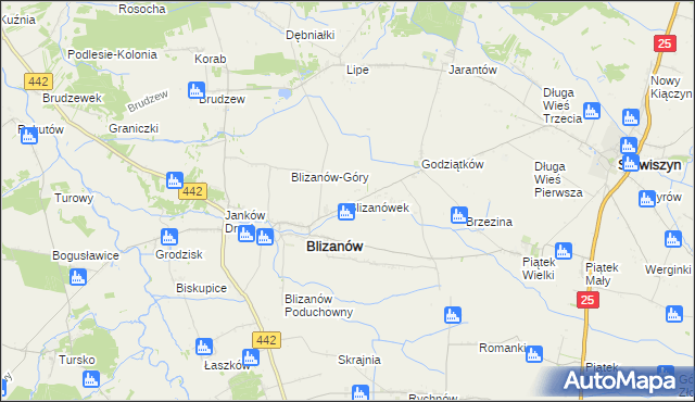 mapa Blizanówek, Blizanówek na mapie Targeo