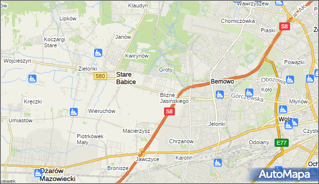 mapa Blizne Jasińskiego, Blizne Jasińskiego na mapie Targeo