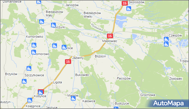 mapa Blizocin gmina Trzebnica, Blizocin gmina Trzebnica na mapie Targeo