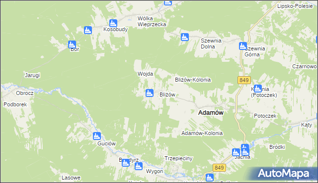 mapa Bliżów, Bliżów na mapie Targeo