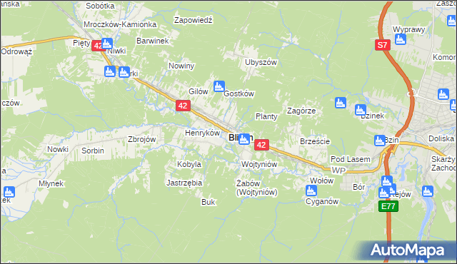 mapa Bliżyn, Bliżyn na mapie Targeo