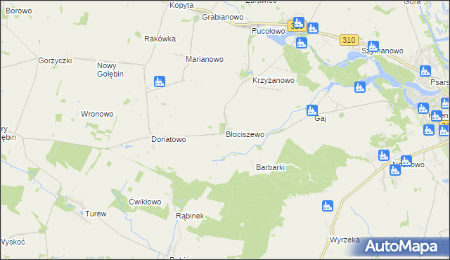 mapa Błociszewo, Błociszewo na mapie Targeo