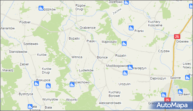 mapa Błonice, Błonice na mapie Targeo