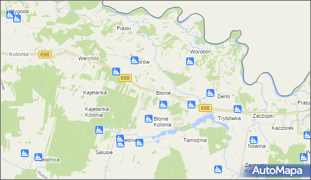 mapa Błonie gmina Janów Podlaski, Błonie gmina Janów Podlaski na mapie Targeo