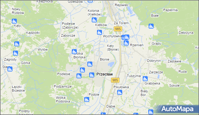 mapa Błonie gmina Przecław, Błonie gmina Przecław na mapie Targeo