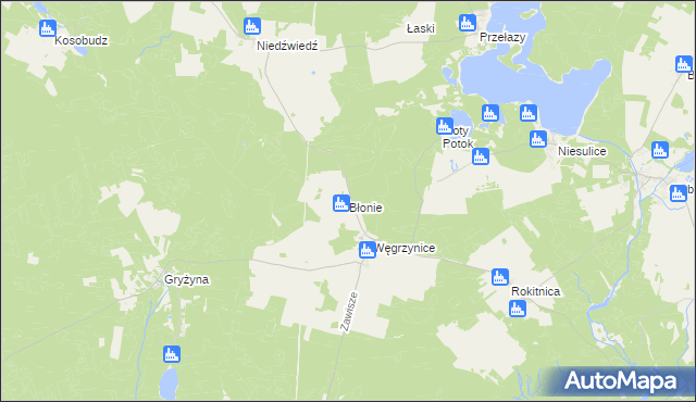 mapa Błonie gmina Skąpe, Błonie gmina Skąpe na mapie Targeo