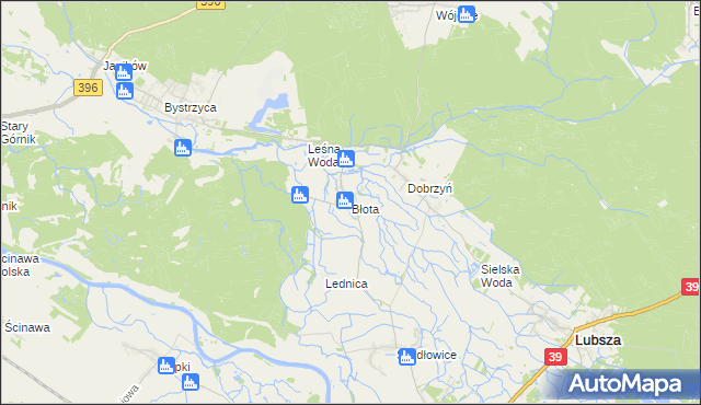 mapa Błota gmina Lubsza, Błota gmina Lubsza na mapie Targeo