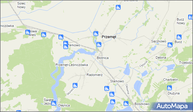 mapa Błotnica gmina Przemęt, Błotnica gmina Przemęt na mapie Targeo