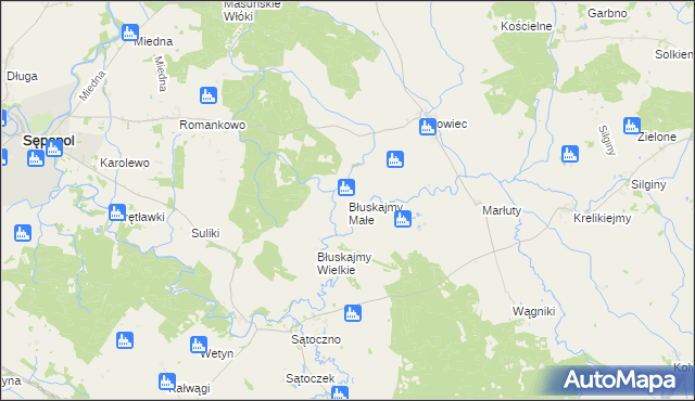 mapa Błuskajmy Małe, Błuskajmy Małe na mapie Targeo