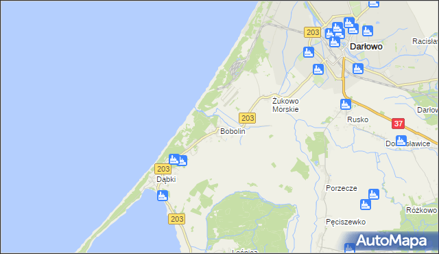 mapa Bobolin gmina Darłowo, Bobolin gmina Darłowo na mapie Targeo