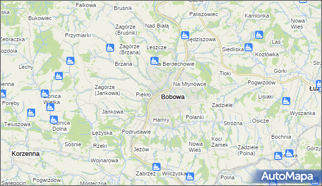 mapa Bobowa powiat gorlicki, Bobowa powiat gorlicki na mapie Targeo