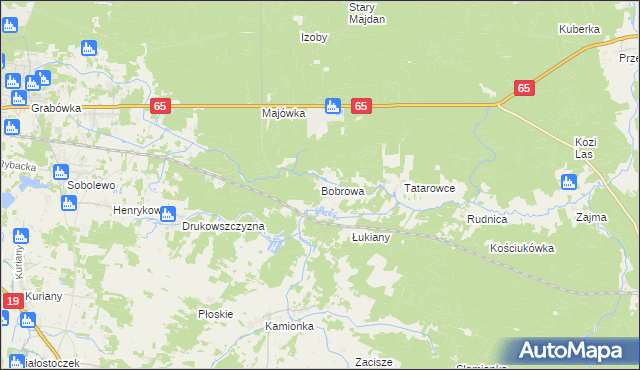 mapa Bobrowa gmina Zabłudów, Bobrowa gmina Zabłudów na mapie Targeo