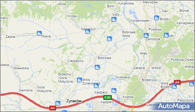 mapa Bobrowa gmina Żyraków, Bobrowa gmina Żyraków na mapie Targeo