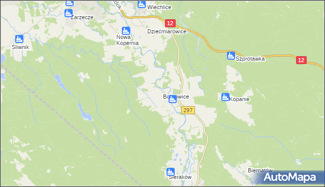 mapa Bobrowice gmina Szprotawa, Bobrowice gmina Szprotawa na mapie Targeo