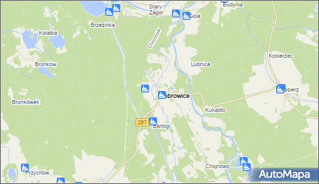 mapa Bobrowice powiat krośnieński, Bobrowice powiat krośnieński na mapie Targeo