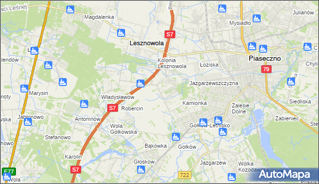 mapa Bobrowiec gmina Piaseczno, Bobrowiec gmina Piaseczno na mapie Targeo