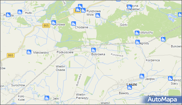 mapa Bobrówka gmina Laszki, Bobrówka gmina Laszki na mapie Targeo