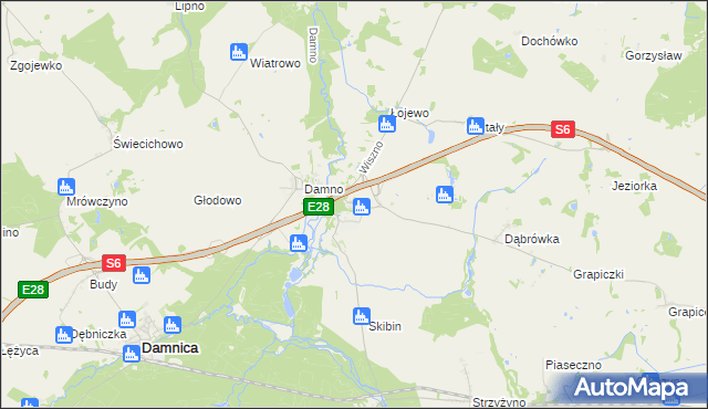 mapa Bobrowniki gmina Damnica, Bobrowniki gmina Damnica na mapie Targeo