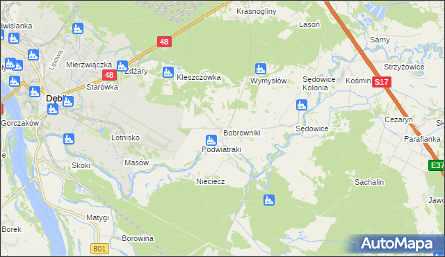 mapa Bobrowniki gmina Ryki, Bobrowniki gmina Ryki na mapie Targeo