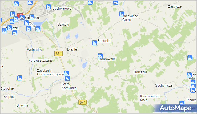 mapa Bobrowniki gmina Sokółka, Bobrowniki gmina Sokółka na mapie Targeo