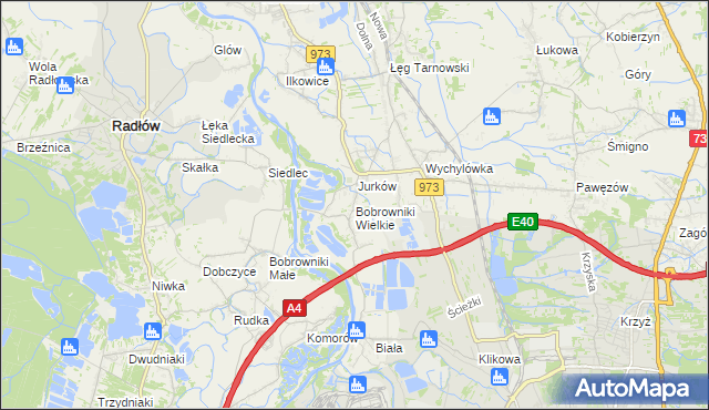 mapa Bobrowniki Wielkie, Bobrowniki Wielkie na mapie Targeo