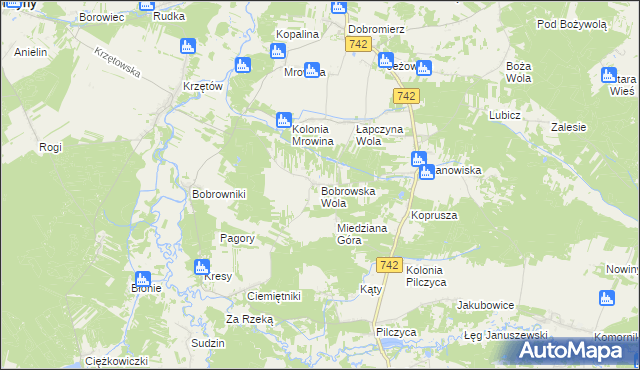 mapa Bobrowska Wola, Bobrowska Wola na mapie Targeo