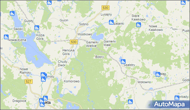 mapa Bobry gmina Jonkowo, Bobry gmina Jonkowo na mapie Targeo