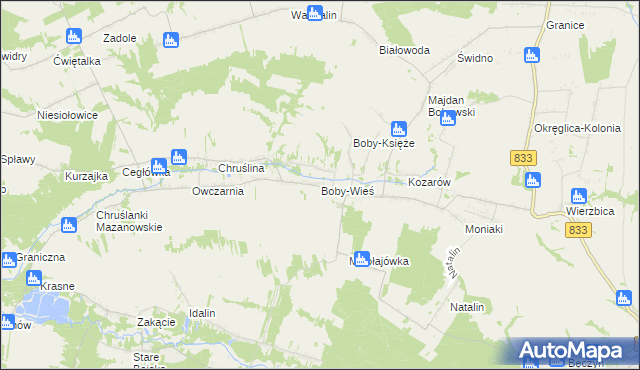 mapa Boby-Wieś, Boby-Wieś na mapie Targeo