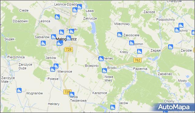 mapa Bocheniec gmina Małogoszcz, Bocheniec gmina Małogoszcz na mapie Targeo