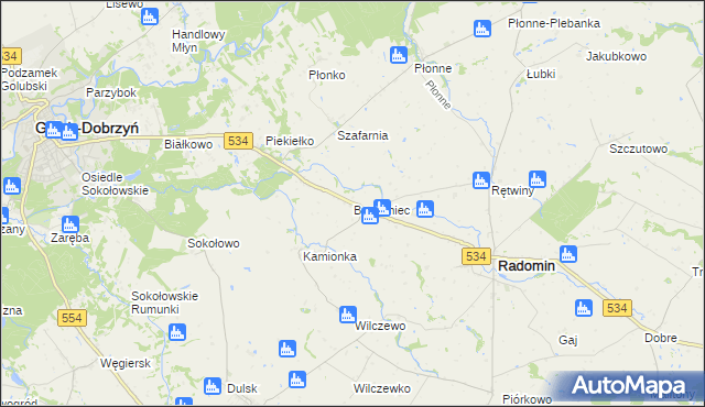 mapa Bocheniec gmina Radomin, Bocheniec gmina Radomin na mapie Targeo