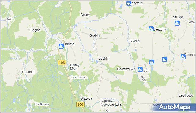 mapa Bochlin gmina Nowogard, Bochlin gmina Nowogard na mapie Targeo