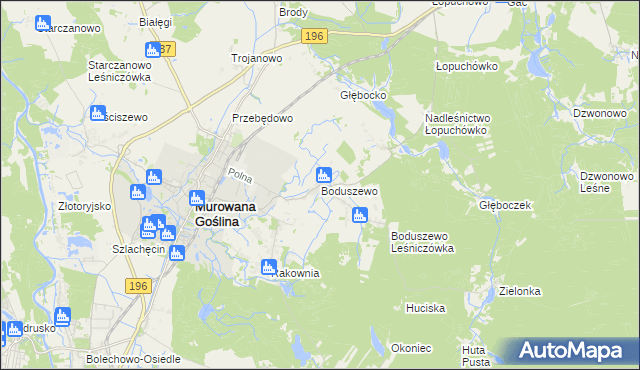 mapa Boduszewo, Boduszewo na mapie Targeo