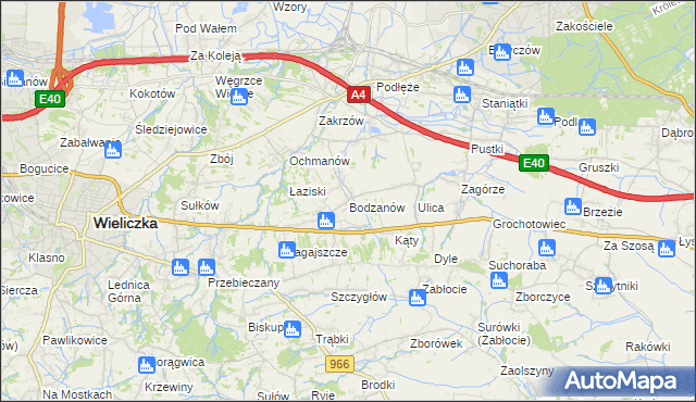 mapa Bodzanów gmina Biskupice, Bodzanów gmina Biskupice na mapie Targeo