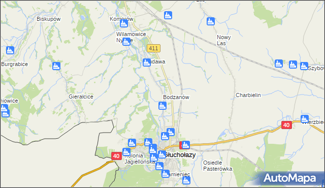 mapa Bodzanów gmina Głuchołazy, Bodzanów gmina Głuchołazy na mapie Targeo