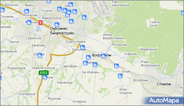 mapa Bodzechów, Bodzechów na mapie Targeo