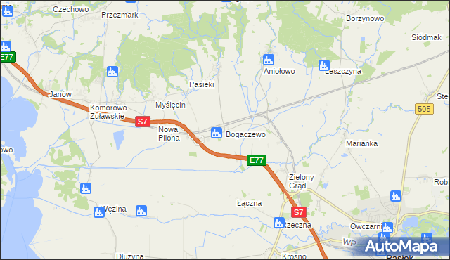 mapa Bogaczewo gmina Elbląg, Bogaczewo gmina Elbląg na mapie Targeo