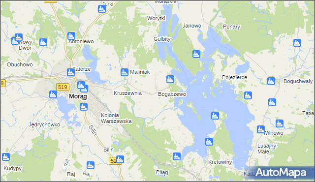 mapa Bogaczewo gmina Morąg, Bogaczewo gmina Morąg na mapie Targeo