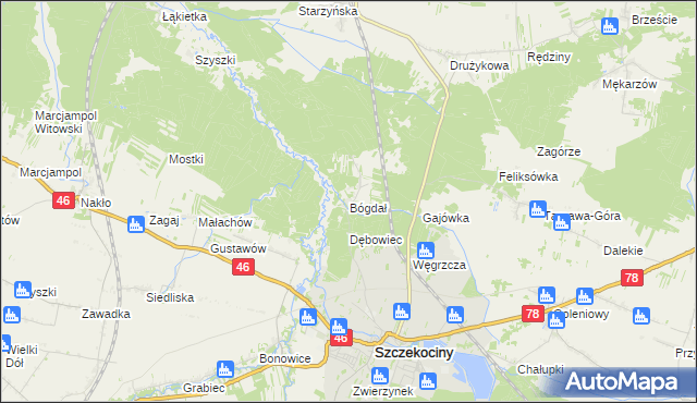 mapa Bógdał, Bógdał na mapie Targeo