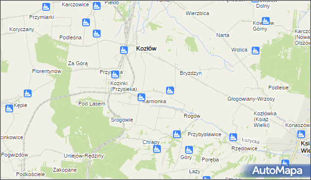 mapa Bogdanów gmina Kozłów, Bogdanów gmina Kozłów na mapie Targeo