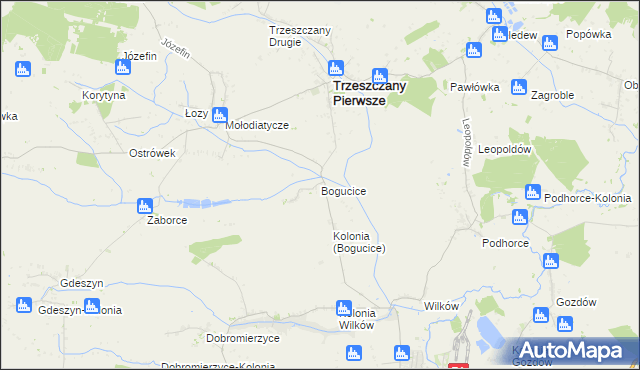 mapa Bogucice gmina Trzeszczany, Bogucice gmina Trzeszczany na mapie Targeo