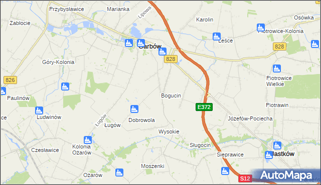 mapa Bogucin gmina Garbów, Bogucin gmina Garbów na mapie Targeo