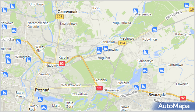 mapa Bogucin gmina Swarzędz, Bogucin gmina Swarzędz na mapie Targeo