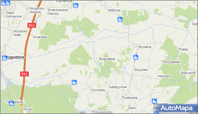 mapa Bogufałów, Bogufałów na mapie Targeo