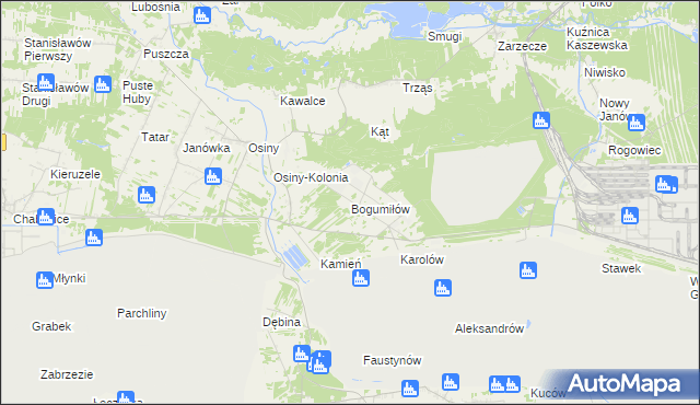 mapa Bogumiłów gmina Kleszczów, Bogumiłów gmina Kleszczów na mapie Targeo