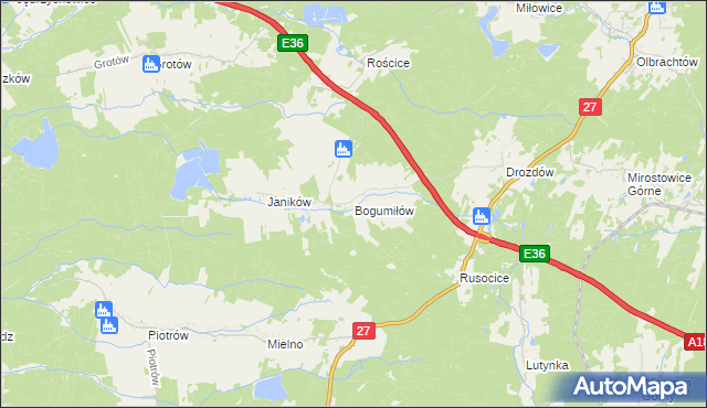 mapa Bogumiłów gmina Żary, Bogumiłów gmina Żary na mapie Targeo