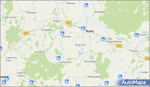 mapa Bogumiły gmina Budry, Bogumiły gmina Budry na mapie Targeo