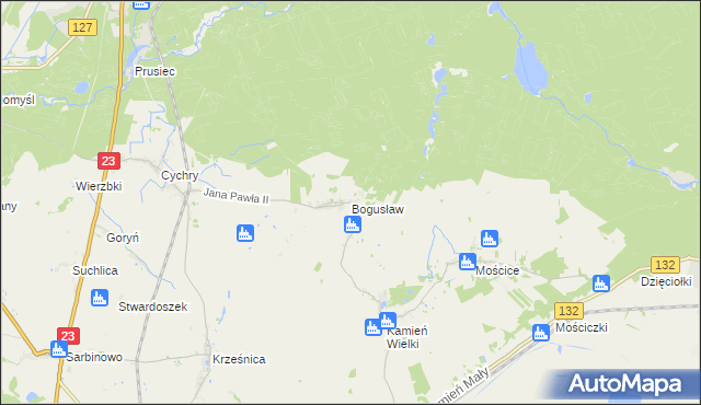 mapa Bogusław gmina Dębno, Bogusław gmina Dębno na mapie Targeo